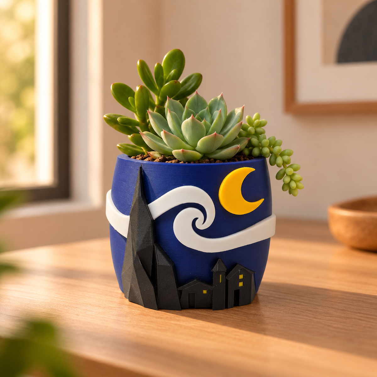 Starry Night-Inspired Succulent Plant Pot