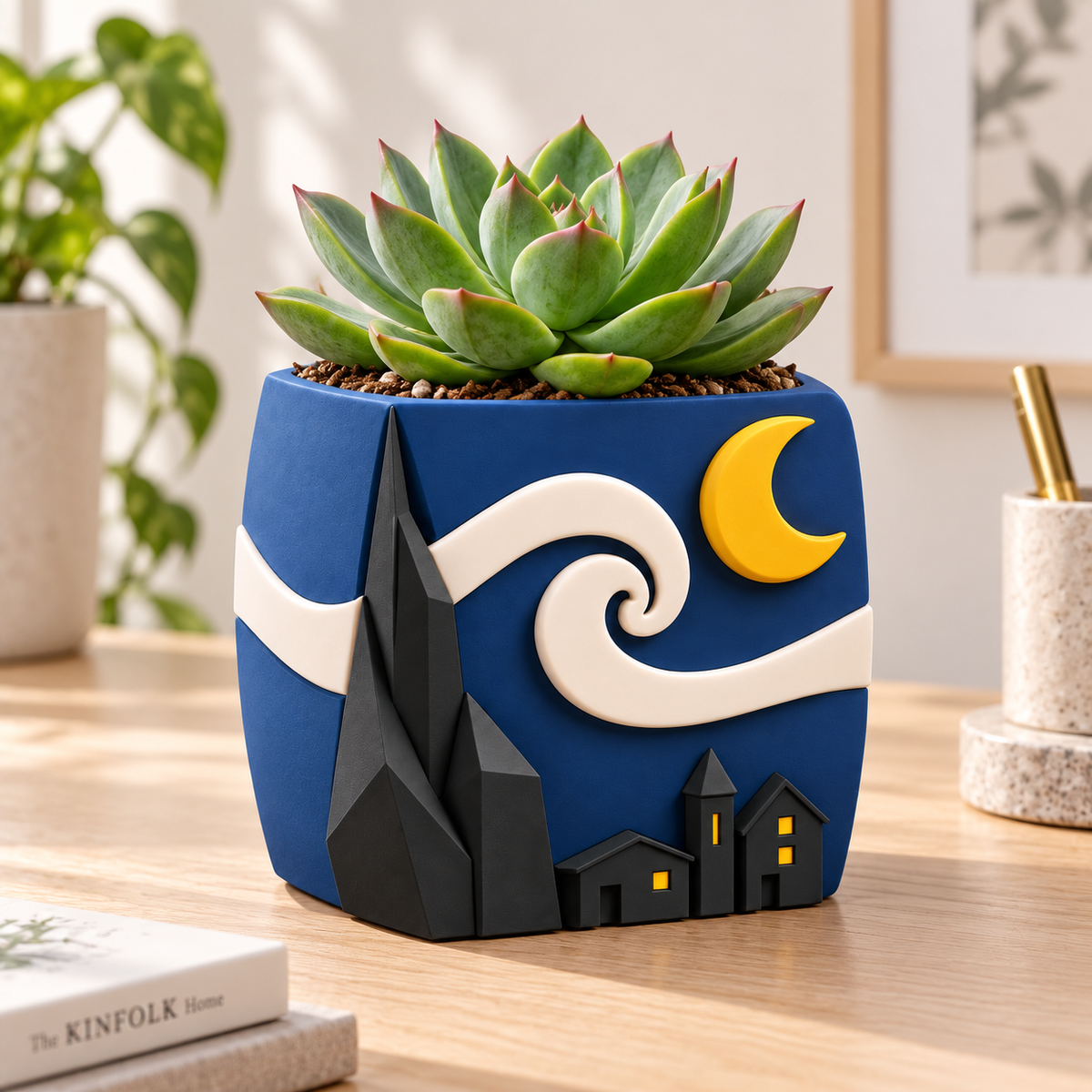 Starry Night-Inspired Succulent Plant Pot